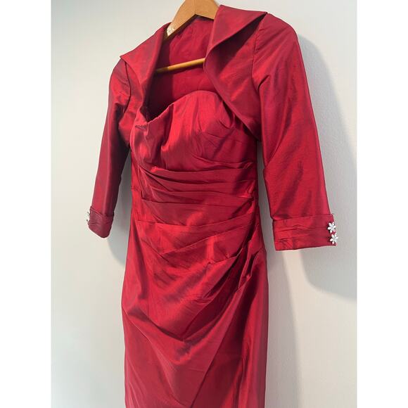 Montage Evening Mother Of The Bride Dress & Jacket Cherry Red Size 8 JL - Picture 5 of 13